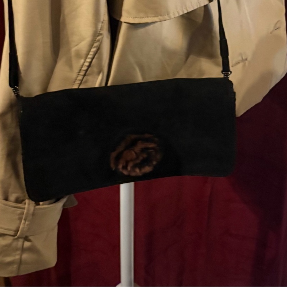 Elegant Black Suede Clutch